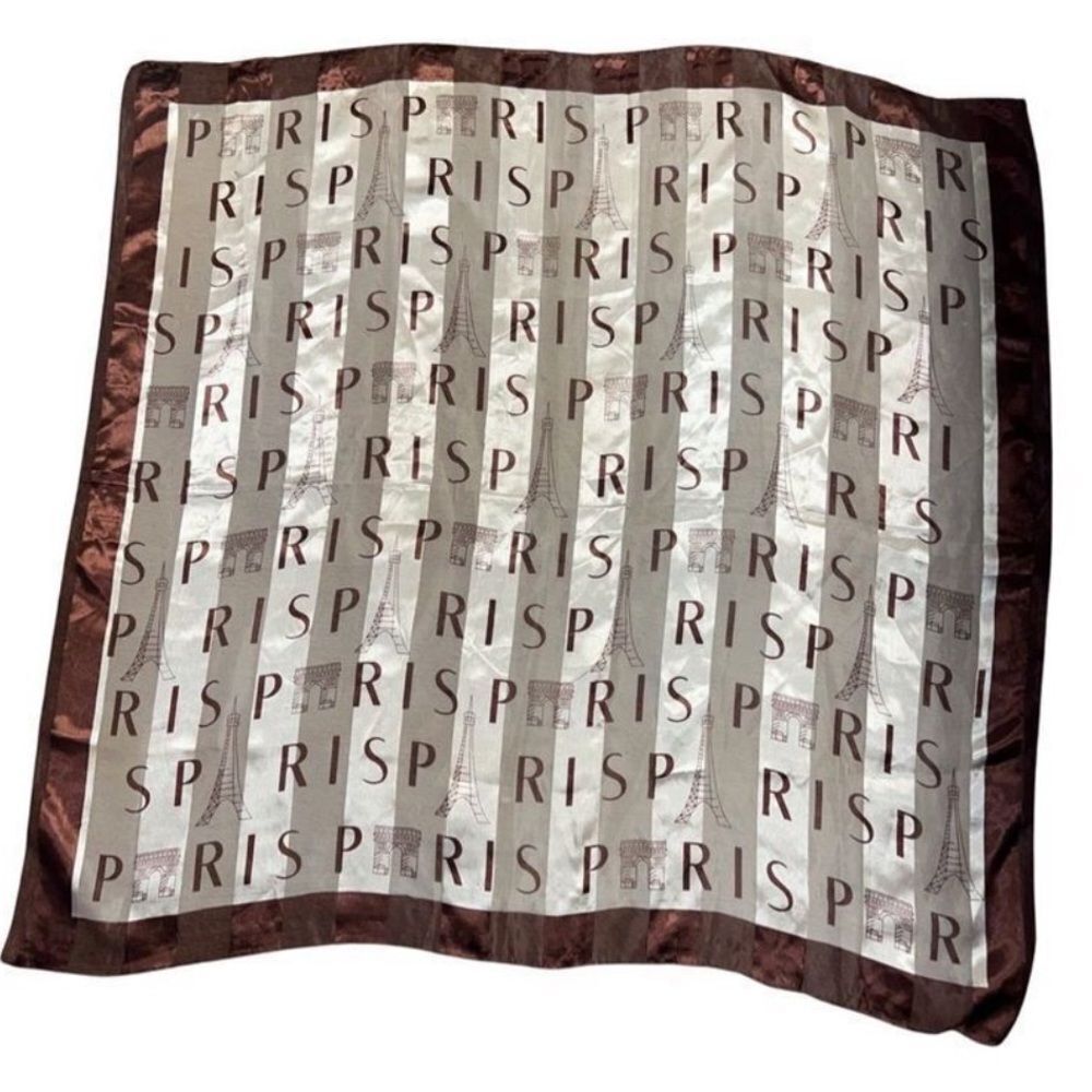 Paris Eiffel Tower Vintage Abstract Motif Scarf Square Brown